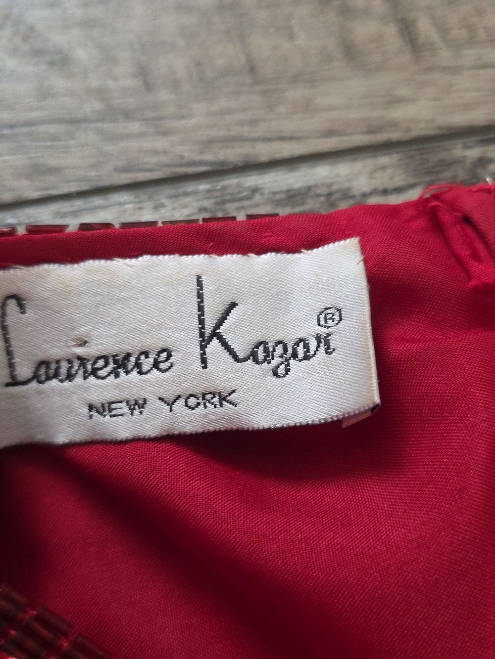 Vintage Laurence Kazar Cocktail 100% Silk Red Sequin Beaded Dress - Picture 5 of 16